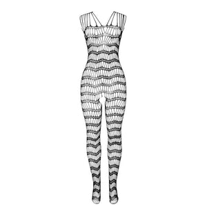 Subblime – 951696 bodystocking résille ouvert avec bretelles sur les épaules noir taille unique