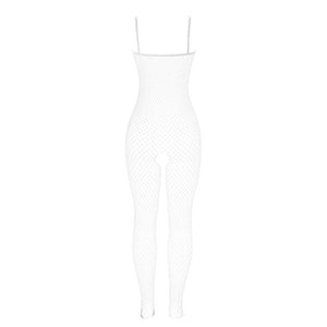 Subblime – 951740 bodystocking resille blanche entrejambe avec noeuds taille unique
