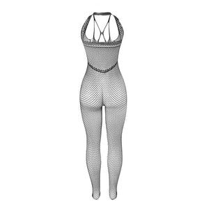 Subblime – 951788 bodystocking long en resille avec bretelles sur la poitrine et le dos noir taille unique