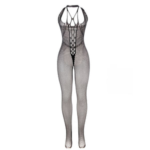 Subblime – 951788 bodystocking long en resille avec bretelles sur la poitrine et le dos noir taille unique