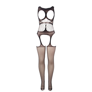 Subblime – 951900 bodystocking résille sans fourrure avec coque et épaules ouvertes noir taille unique
