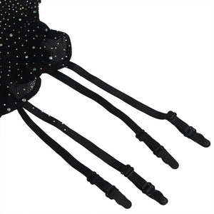 Subblime – 952174 bodystocking resille avec gants et diamants noir taille unique