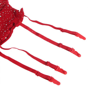 Subblime – 952181 bodystocking resille avec gants et diamants rouge taille unique