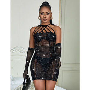 Subblime – 952235 robe réseille avec strass noir taille unique