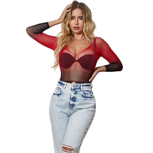 Subblime – 952259 robe résille élastique manches longues dégradé rouge et noir taille unique
