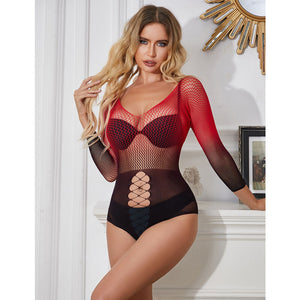 Subblime – 952259 robe résille élastique manches longues dégradé rouge et noir taille unique