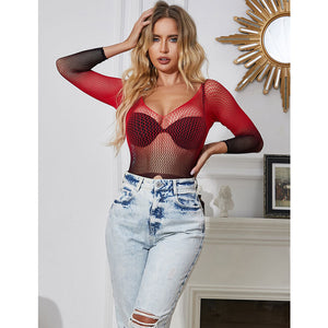 Subblime – 952259 robe résille élastique manches longues dégradé rouge et noir taille unique