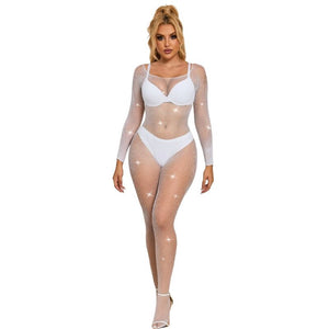 Subblime – 952396 bodystocking resille avec losanges manches longues blanc taille unique