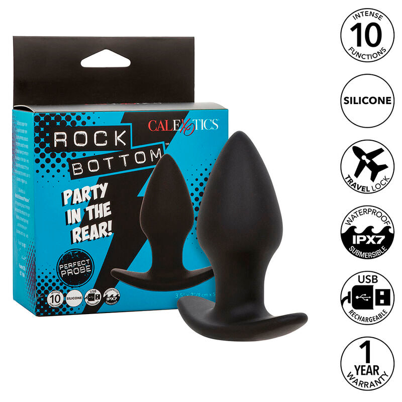 CALEXOTICS - ROCK BOTTOM PERFECTE ANAALPLUG 10 VIBRACIONES SILICONA NEGRO