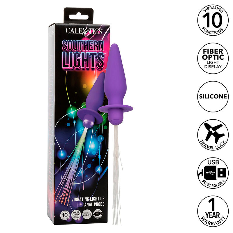 CALEXOTICS - SOUTHERN LIGHTS LIGHT UP PLUG ANAL WITH LIGHTS 10 VIBRACIONES SILICON VIOLETA
