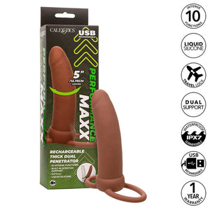 CalExotics – Maxx thick double pénétrateur 10 vibrations marron
