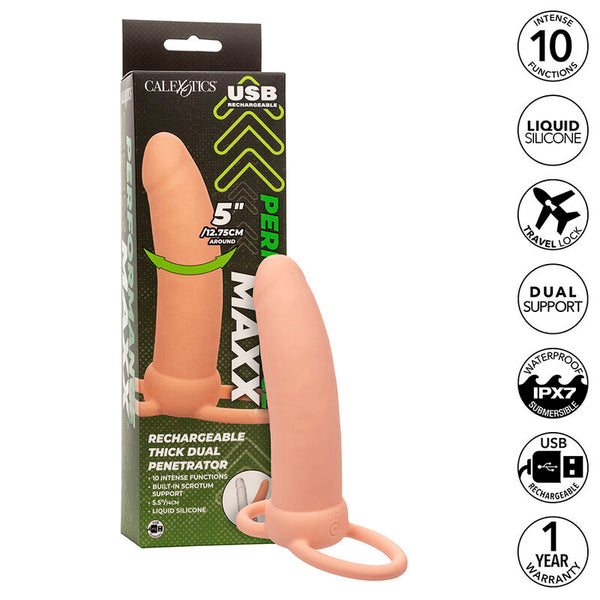 CALEXOTICS - MAXX DUBBELE PENETRADOR GRUESO 10 VIBRACIONES NATUURLIJK