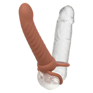 CalExotics – Maxx ribbed double pénétrateur 10 vibrations marron