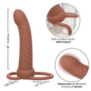 CalExotics – Maxx ribbed double pénétrateur 10 vibrations marron
