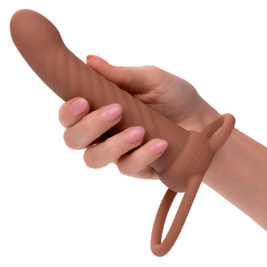 CalExotics – Maxx ribbed double pénétrateur 10 vibrations marron