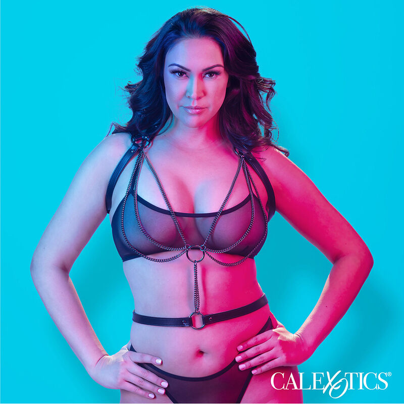 CALEXOTICS - EUPHORIA ARNÉS ESTILO CABESTRO WITH MÚLTIPLES PADLOCKS PREMIUM TALLA PLUS