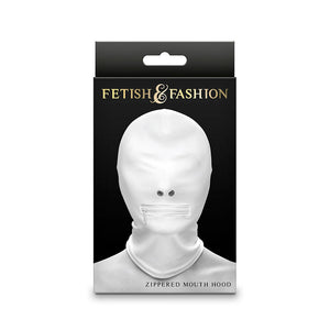 NS NOVELTIES - FETISH & FASHION CAPUCHE BOUCHE FERMÉE À FERMETURE ÉCLAIR NYLON BLANC
