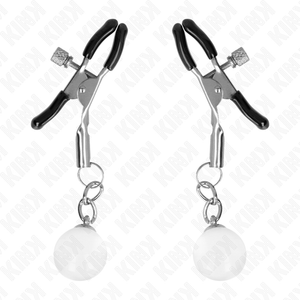 Kink – Pinces à meton billes de verre argent 6 cm