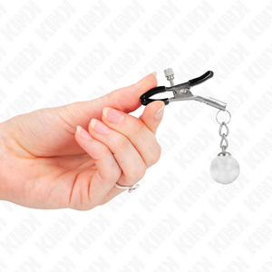 Kink – Pinces à meton billes de verre argent 6 cm