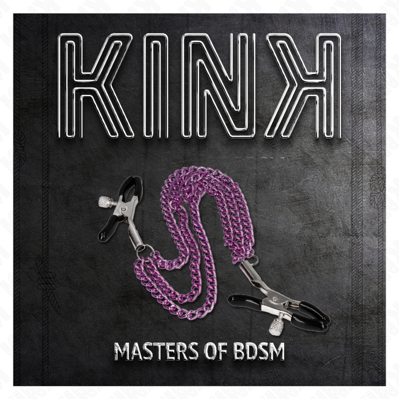 KINK - PINZAS PARA PEZONES MET DRIEVOUDIGE CADENA VIOLETA 20/23/28 CM