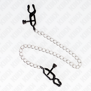 Kink – Pinces à tamelon chaîne plate argent 30 cm