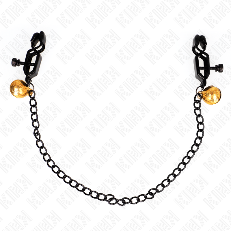 KINK - PINZAS PARA PEZONES PLANAS NEGRO WITH CASCABEL Y CADENA PLATEADO 30 CM