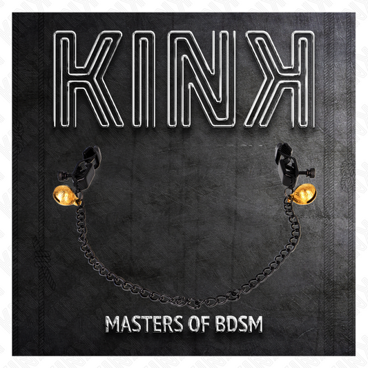KINK - PINZAS PARA PEZONES PLANAS NEGRO WITH CASCABEL Y CADENA PLATEADO 30 CM
