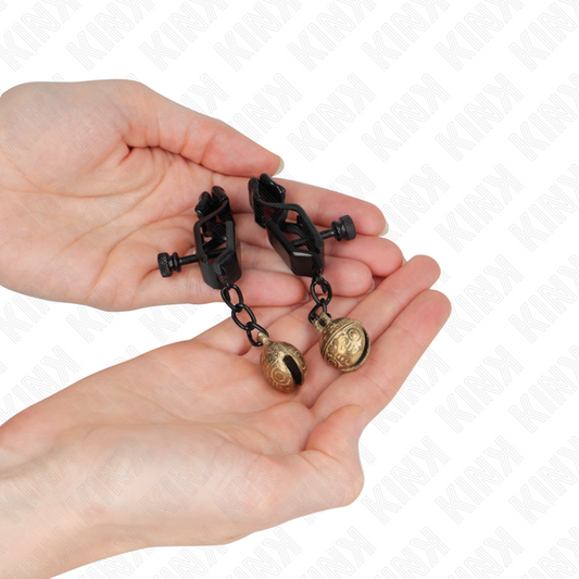 KINK - PINZAS PARA PEZONES PLANAS NEGRO WITH CASCABEL 7 CM
