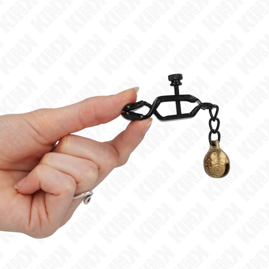 KINK - PINZAS PARA PEZONES PLANAS NEGRO WITH CASCABEL 7 CM