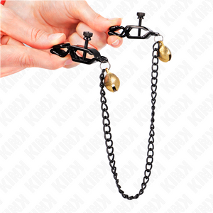 Kink – Pinces à meton chaîne plate et cloche argent 30 cm