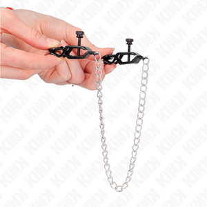 Kink – Pinces à tamelon chaîne plate argent 30 cm