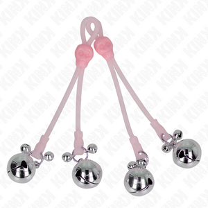 Kink – Pinces à télépin lumineuses crâne avec anneau cloches réglables rose / argent
