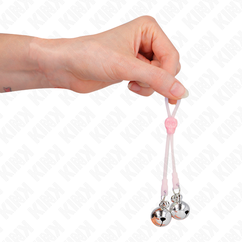 KINK - PINZAS PARA PEZONES LUMINOSAS FORMA CALABERA MET CASCABEL SONORO VERSTELBARE ROSA / PLATEADO