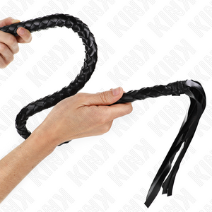 Kink – Fouet serpent avec anneau à main noir 65 cm