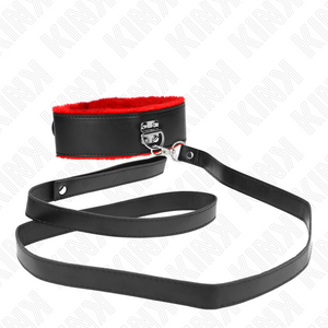 Kink – Collier avec ceinture 116 cm avec bracelet en cuir rouge ajustable 40-48 cm x 6 cm