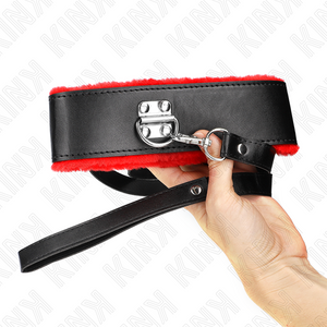 Kink – Collier avec ceinture 116 cm avec bracelet en cuir rouge ajustable 40-48 cm x 6 cm