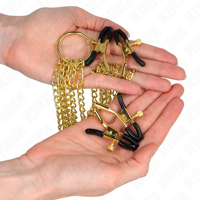 KINK - PINZAS PARA PEZONES Y CLÍTORIS 4 VERSTELBARE MOUWEN DORADO
