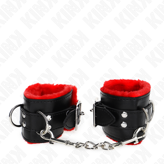 KINK - MUÑEQUERAS FORRADAS WITH AGUJEROS CUADRADOS ROJO Y CORREA NEGRO ADJUSTABLE 17-29 CM X 6 CM