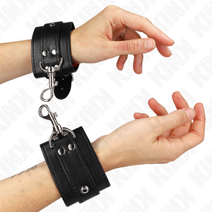 Kink – Appareils-poignets verrouillables dungeon noir ajustables 21-28 cm x 5,5 cm