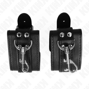 Kink – Appareils-poignets verrouillables dungeon noir ajustables 21-28 cm x 5,5 cm