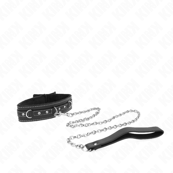 Kink – Collier en cuir PVC avec ceinture 105 cm rivet strass 41,5 x 4 cm