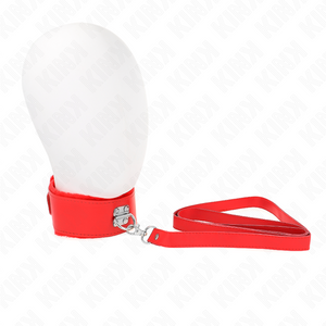 Kink – Collier avec laisse 116 cm avec clous argentés modèle 4 rouge ajustable 40-48 cm x 6 cm