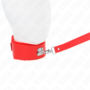 Kink – Collier avec laisse 116 cm avec clous argentés modèle 4 rouge ajustable 40-48 cm x 6 cm