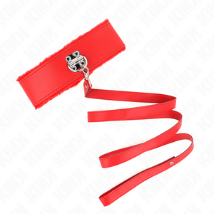 Kink – Collier avec laisse 116 cm avec clous argentés modèle 4 rouge ajustable 40-48 cm x 6 cm