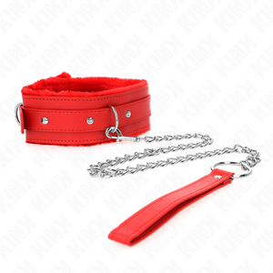 Kink – Collier avec laisse 65 cm avec restrictions rouge 36-42 cm x 5,5 cm