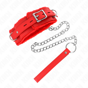 Kink – Collier avec laisse 65 cm avec restrictions rouge 36-42 cm x 5,5 cm