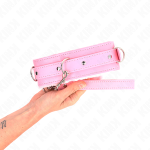 Kink – Collier avec laisse 65 cm avec restrictions rose 36-42 cm x 5,5 cm