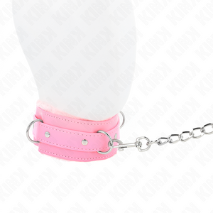 Kink – Collier avec laisse 65 cm avec restrictions rose 36-42 cm x 5,5 cm