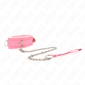 Kink – Collier avec laisse 65 cm avec restrictions rose 36-42 cm x 5,5 cm