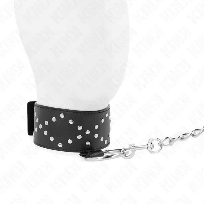 KINK - KRAAG MET CORREA 65 CM MET TACHUELAS PLATEADAS MODEL 3 VERSTELBAAR 36-43 CM X 5 CM